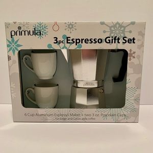 Primula 3pc Espresso Gift Set- Espresso Maker and 2 Porcelian Cups